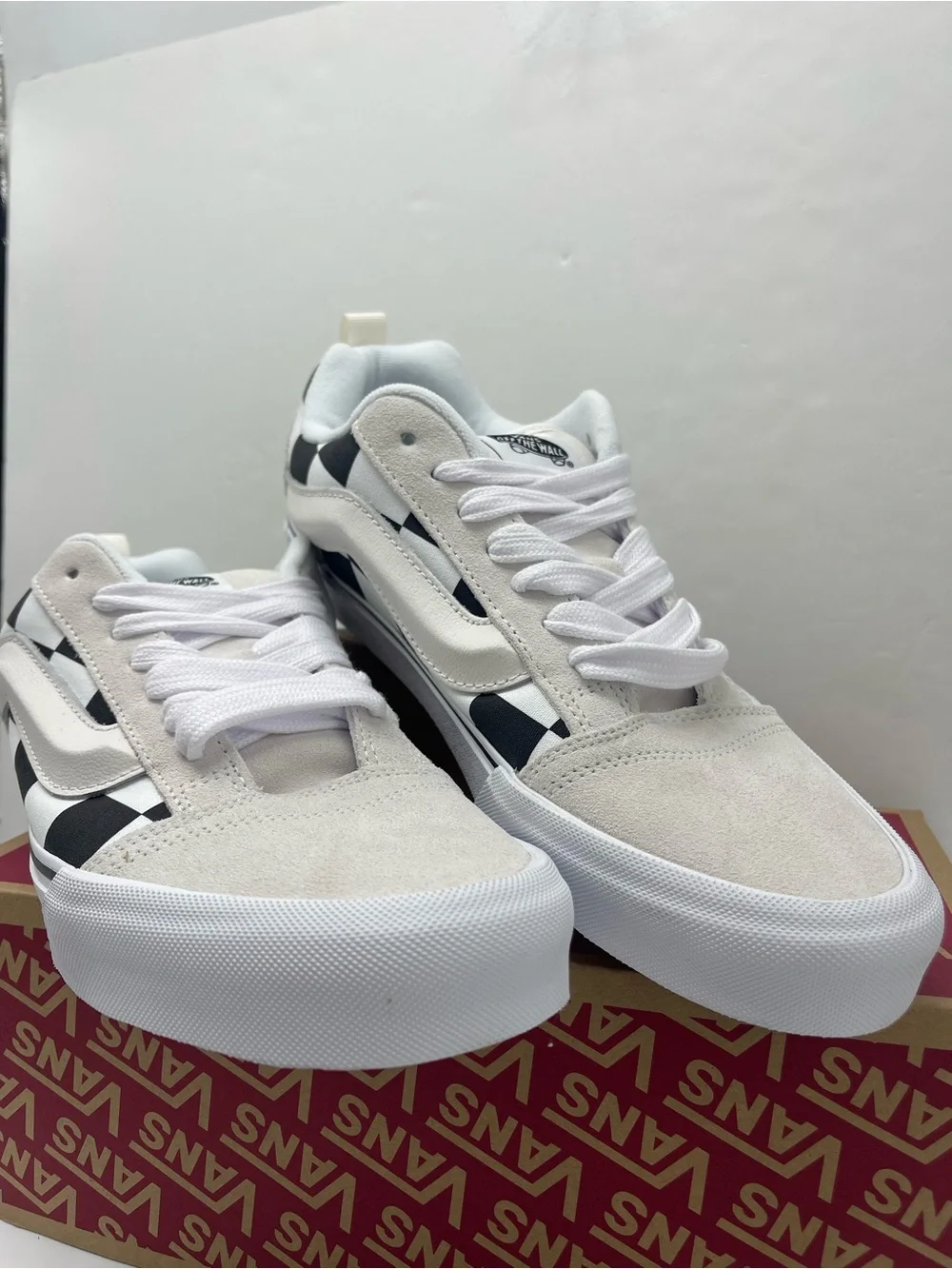 Vans Knu Skool MEGA CHECK BLANC DE BLANC/BLAC VN000D22UY6 Skate Sneakers